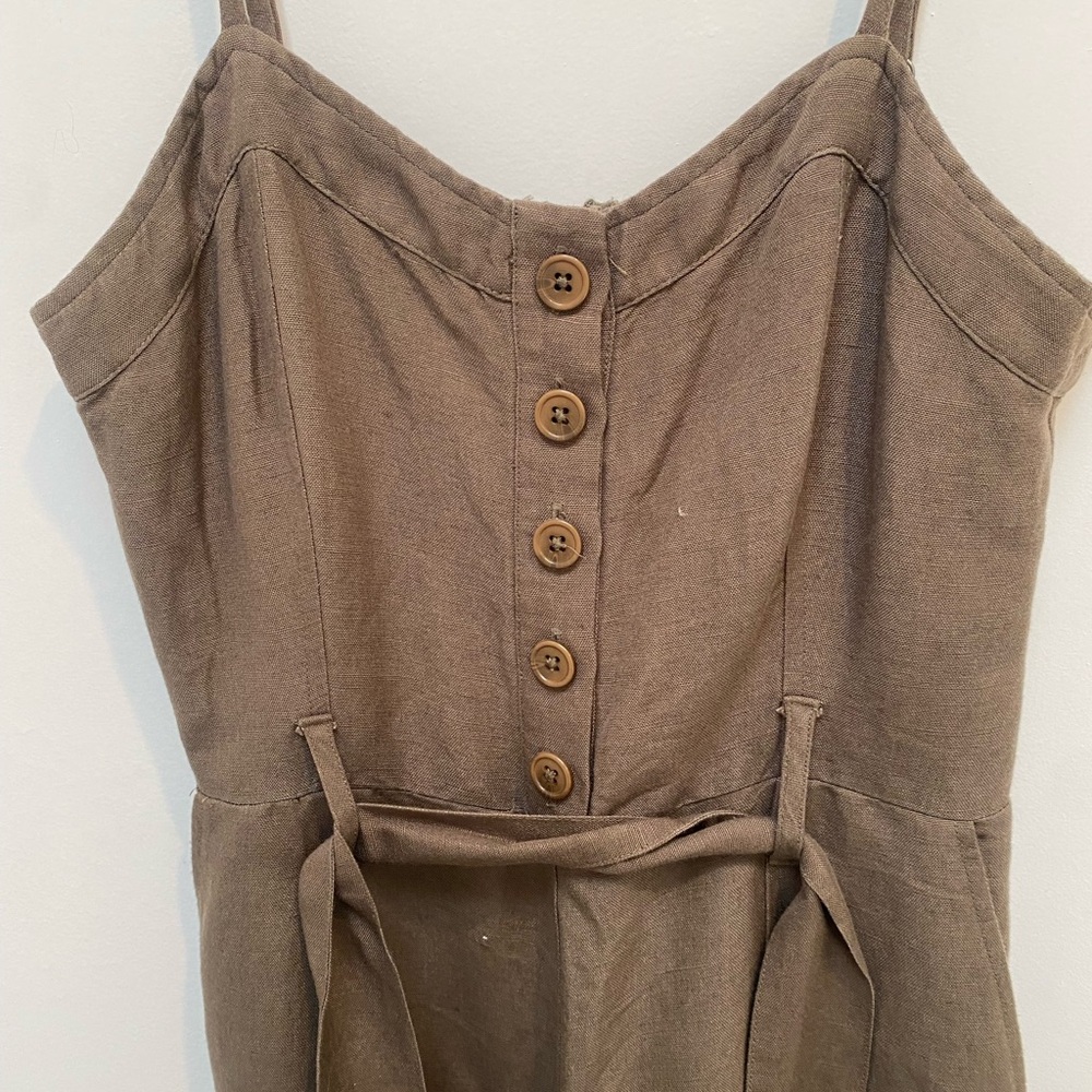 Rails Olive Cropped Linen Jumpsuit Small